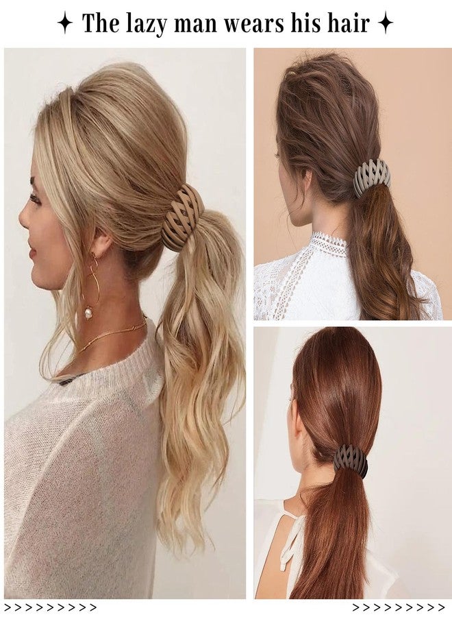 AWAYTR 6Pcs Bird Nest Magic Hair Clips Hair Nest for Bun Strong Ponytail Holders for Women Girls (Neutral, Large) - Image 5